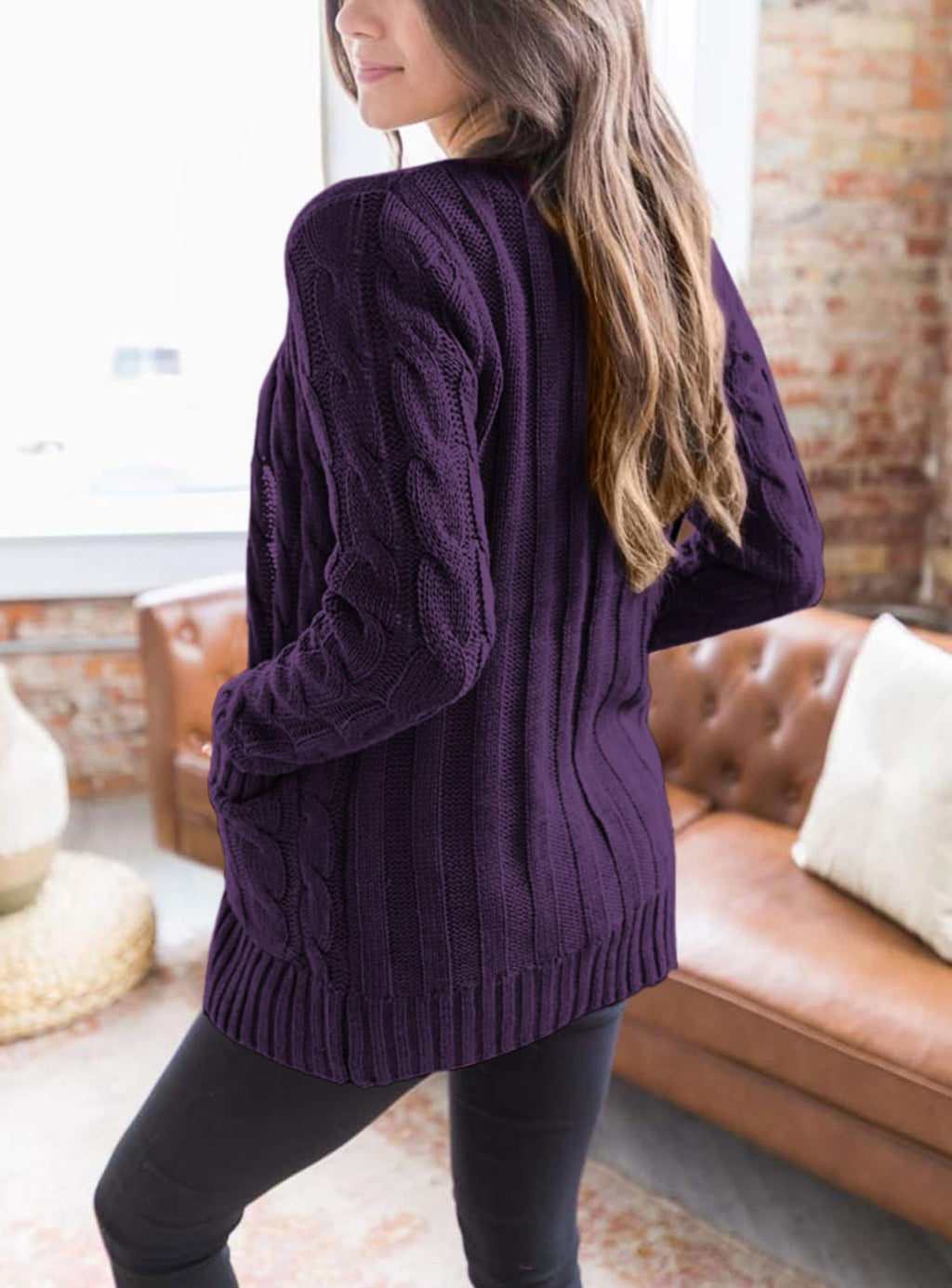 PRETTYGARDEN Women's Open Front Cardigan Sweaters Fall Fashion Button Down Cable Knit Chunky Winter Clothing Outerwear Coats