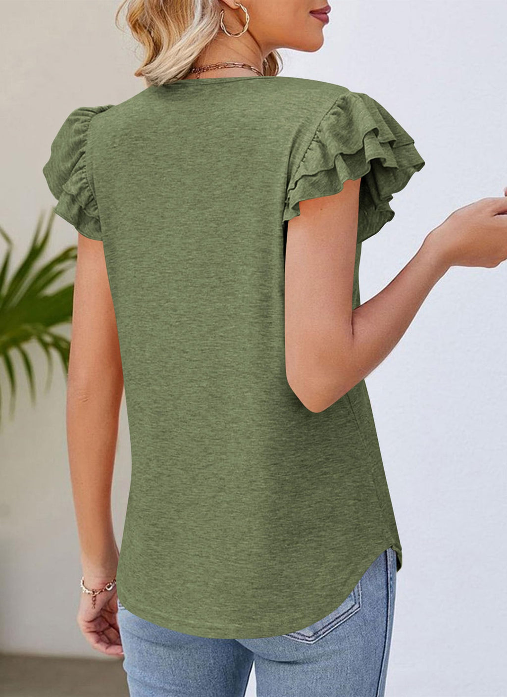 PRETTYGARDEN Summer Tops for Women Spring Trendy Fashion Clothes Casual Ruffle V Neck Short Sleeve Shirts Blouses