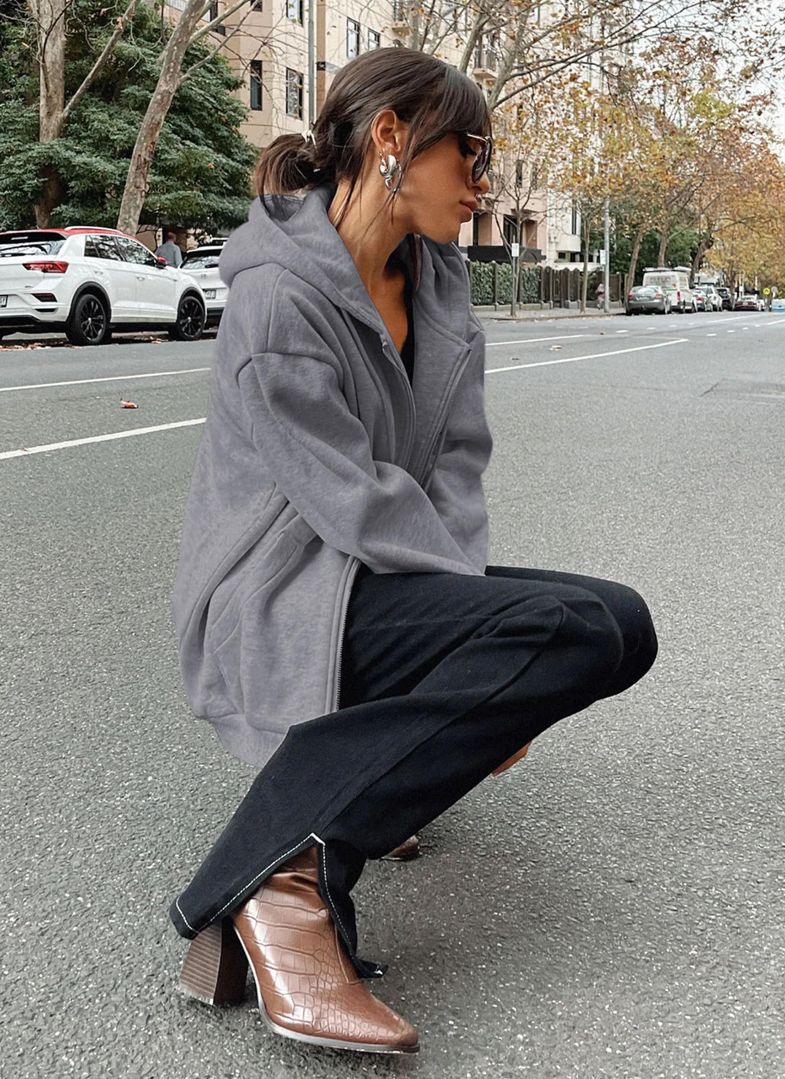 PRETTYGARDEN Women's Zip Up Y2K Hoodies Casual Long Sleeve Sweatshirts Fall Spring Track Jackets with Pockets