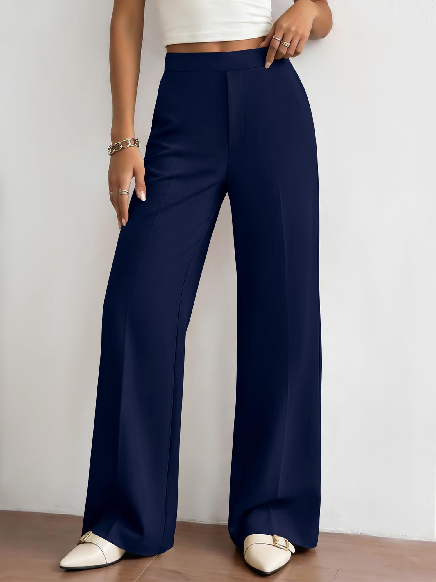 BTFBM Womens Dress Pants Wide Leg Trousers Pockets | High Waisted Long Business Casual Slacks Fall Fashion