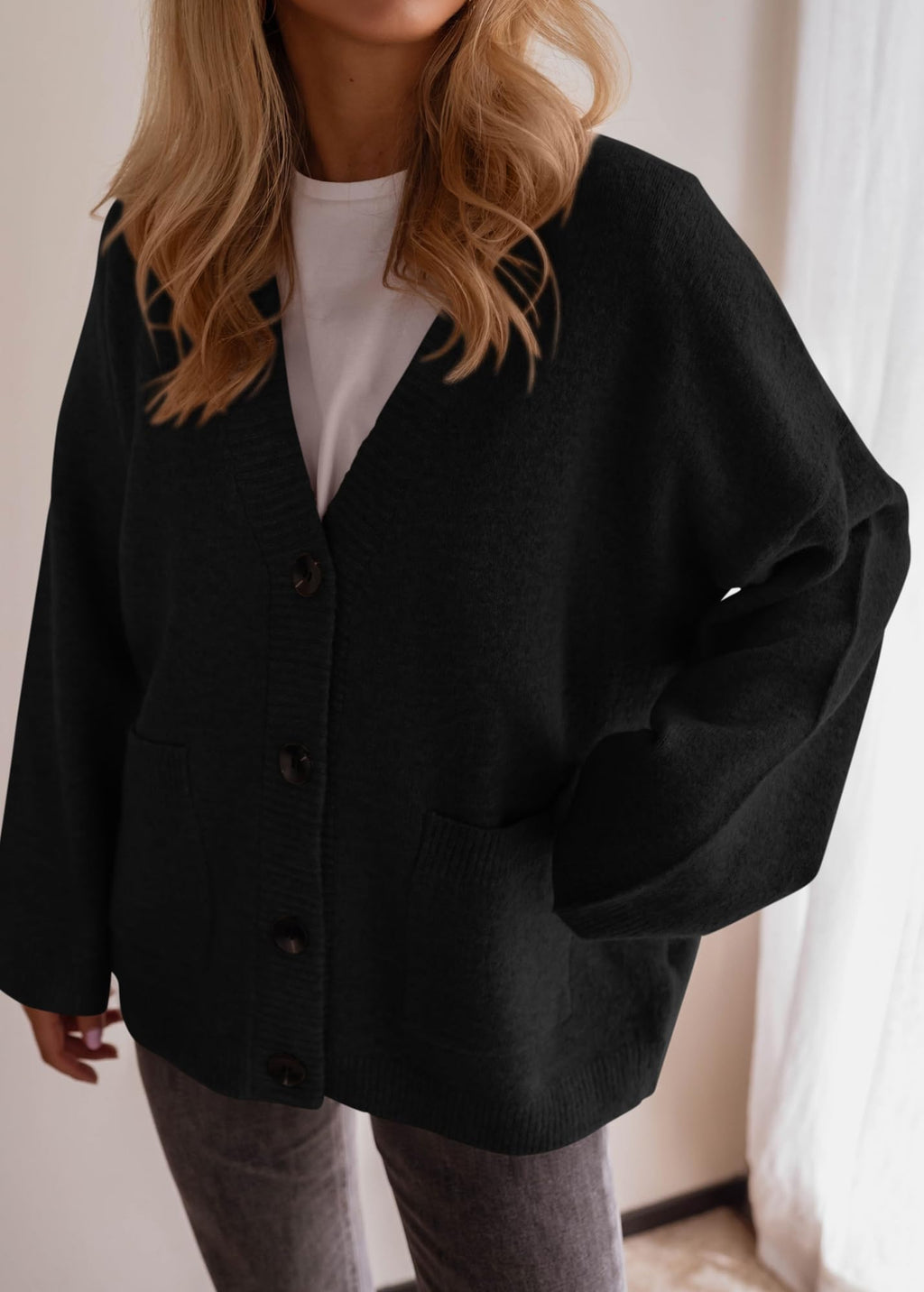 BTFBM Oversized Cardigan Sweaters for Women Trendy Fall Fashion Button Down Long Sleeve Chunky Knit Cardigans
