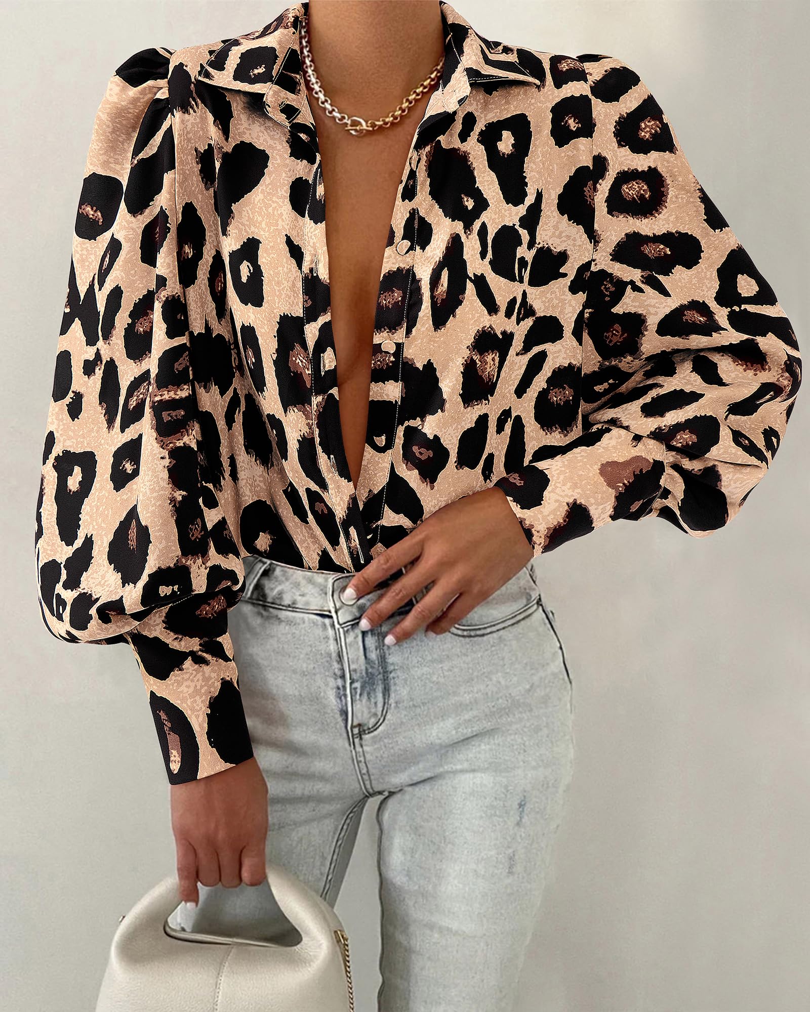 BTFBM Women Fashion Button Down Shirts V Neck Boho Printed Long Sleeve Blouses Dressy Casual Spring Fall Tops
