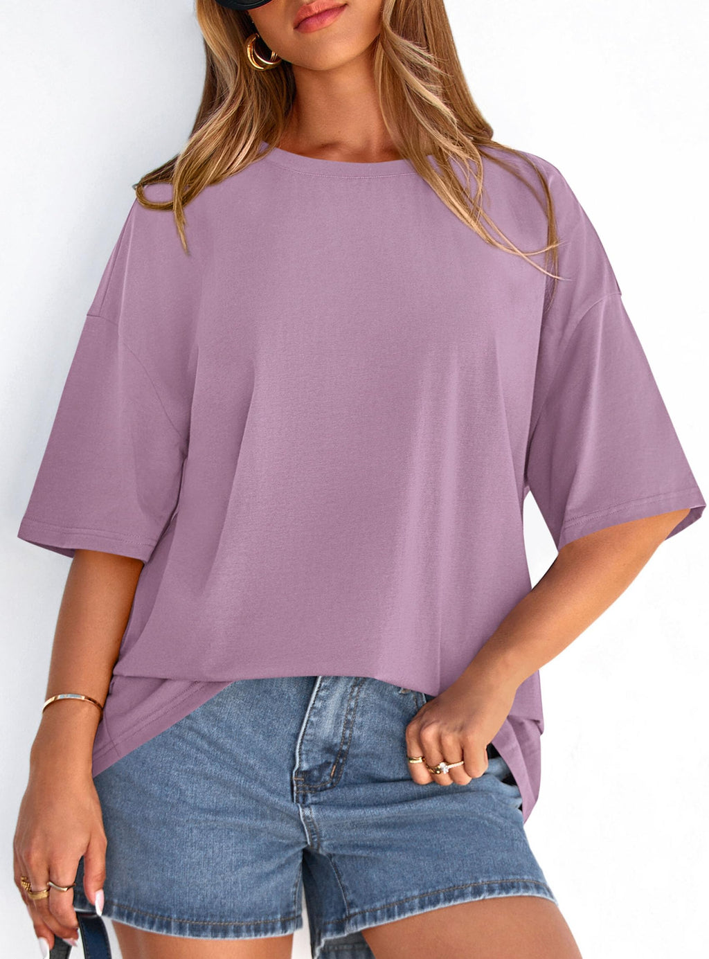 PRETTYGARDEN Women's Spring Going Out Tops Casual Short Sleeve Crewneck Loose Fit Basic Cute Tee Shirts Summer Outfits