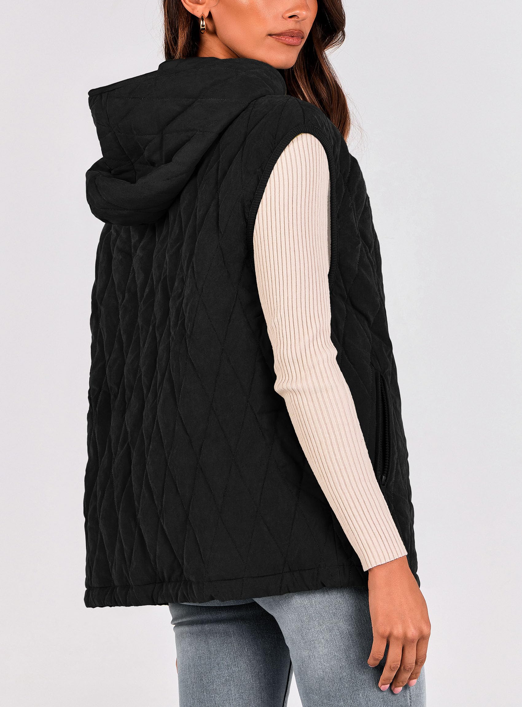 PRETTYGARDEN Women's Fall Spring Vest Casual Sleeveless Hooded Zip Up Jacket Trendy Winter Coat Outerwear