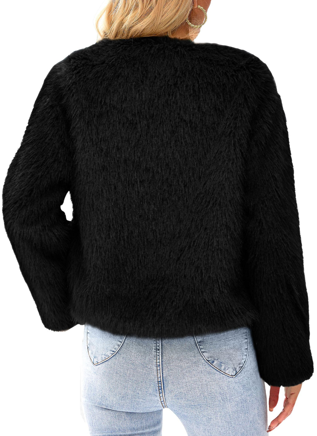 PRETTYGARDEN Women's Winter Coats Fleece Cropped Jacket Faux Fur Long Sleeve Pockets Shaggy Warm Outerwear Fall Clothes