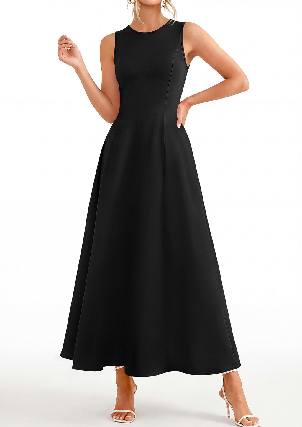 PRETTYGARDEN Women's Maxi Dress Summer Wedding Guest Spring A Line Long Tank Flowy Modest Sleeveless Cocktail Dresses