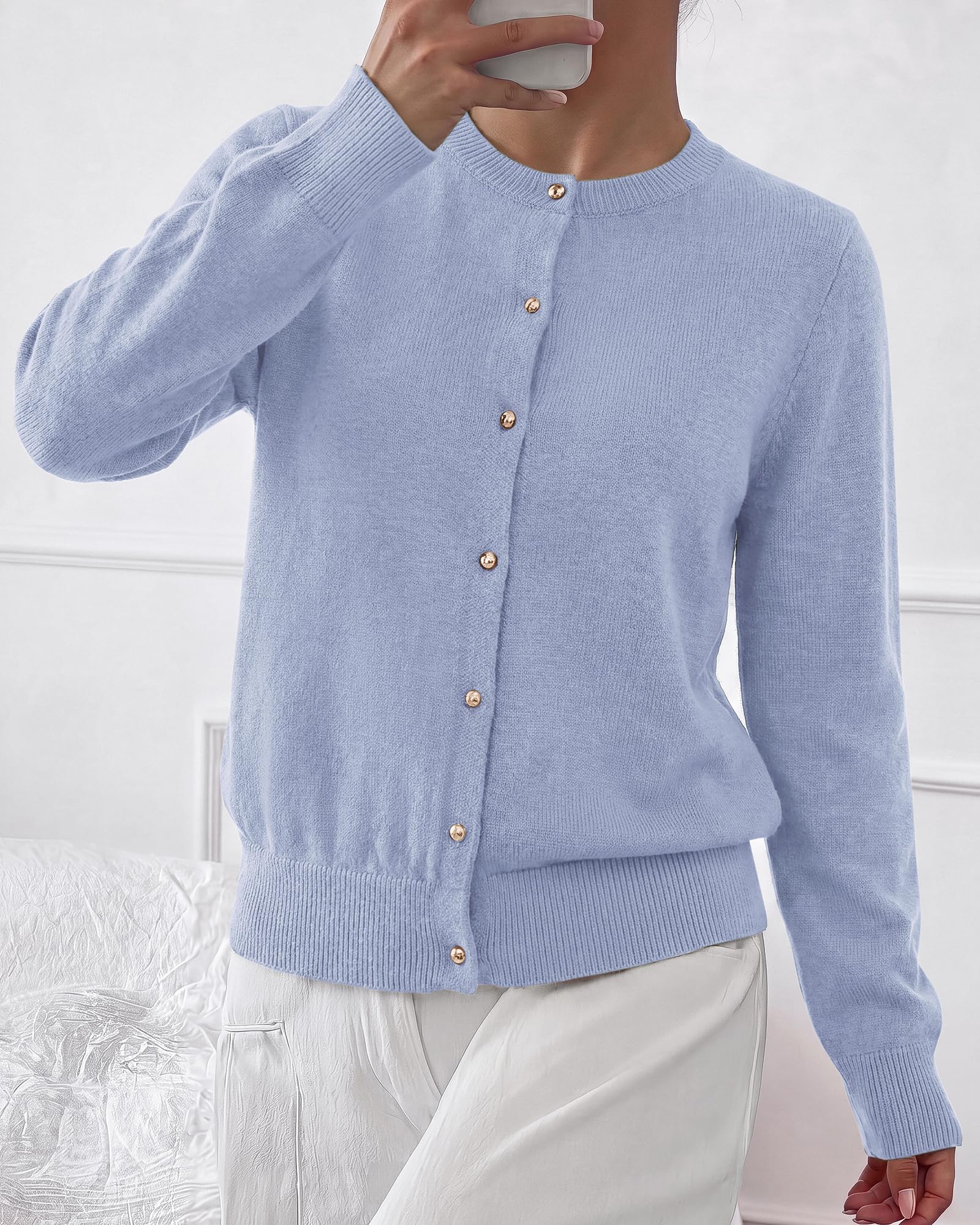 BTFBM Button Cardigan Sweaters for Women Fall Clothes Ribbed Knit Open Front Cardigan, Long Sleeve Sweater, Cozy Soft Stretchy Outerwear, Relaxed Fit, Trendy Winter Outfits