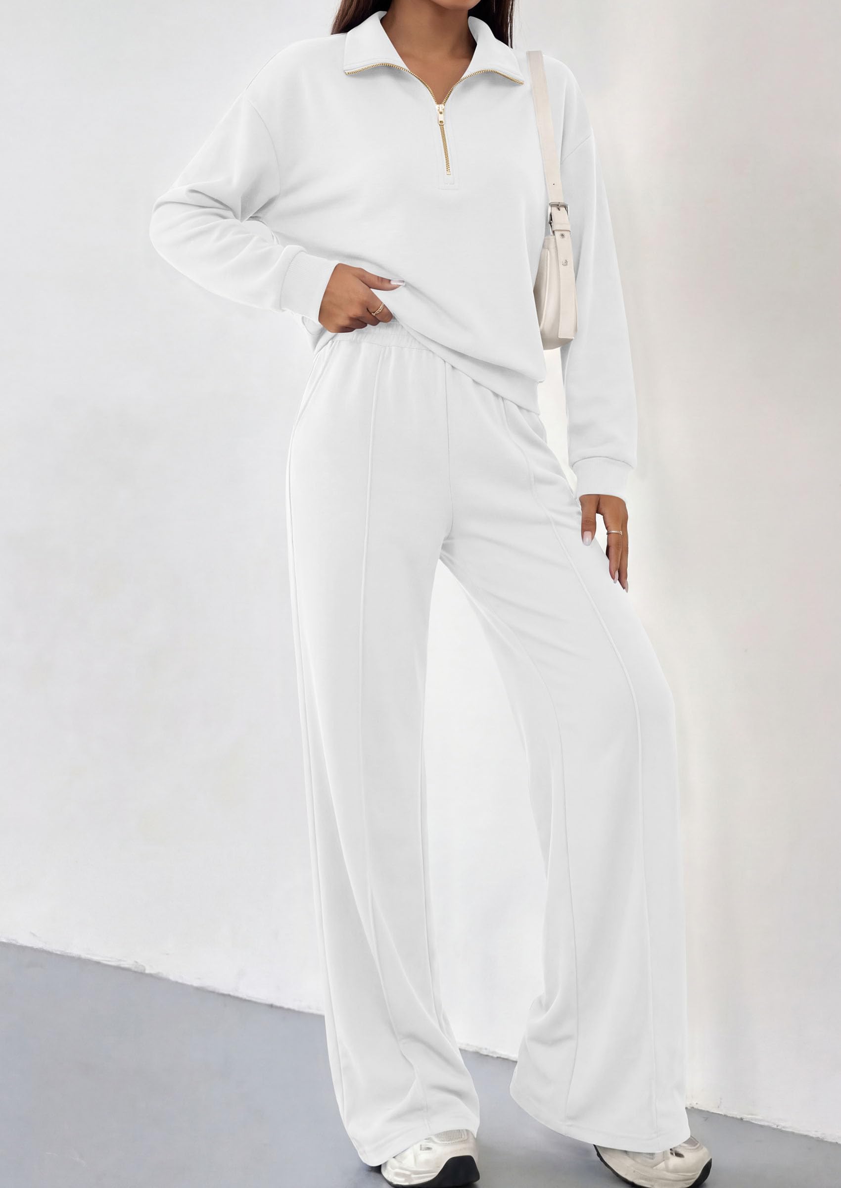PRETTYGARDEN Women's Lounge Sets 2 Piece Outfits Sweatsuits | Half Zip Pullover Sweatshirts, Wide Leg Pants Pockets, Matching Workout Tracksuits, Airport Travel Resort Wear, Fall Clothes
