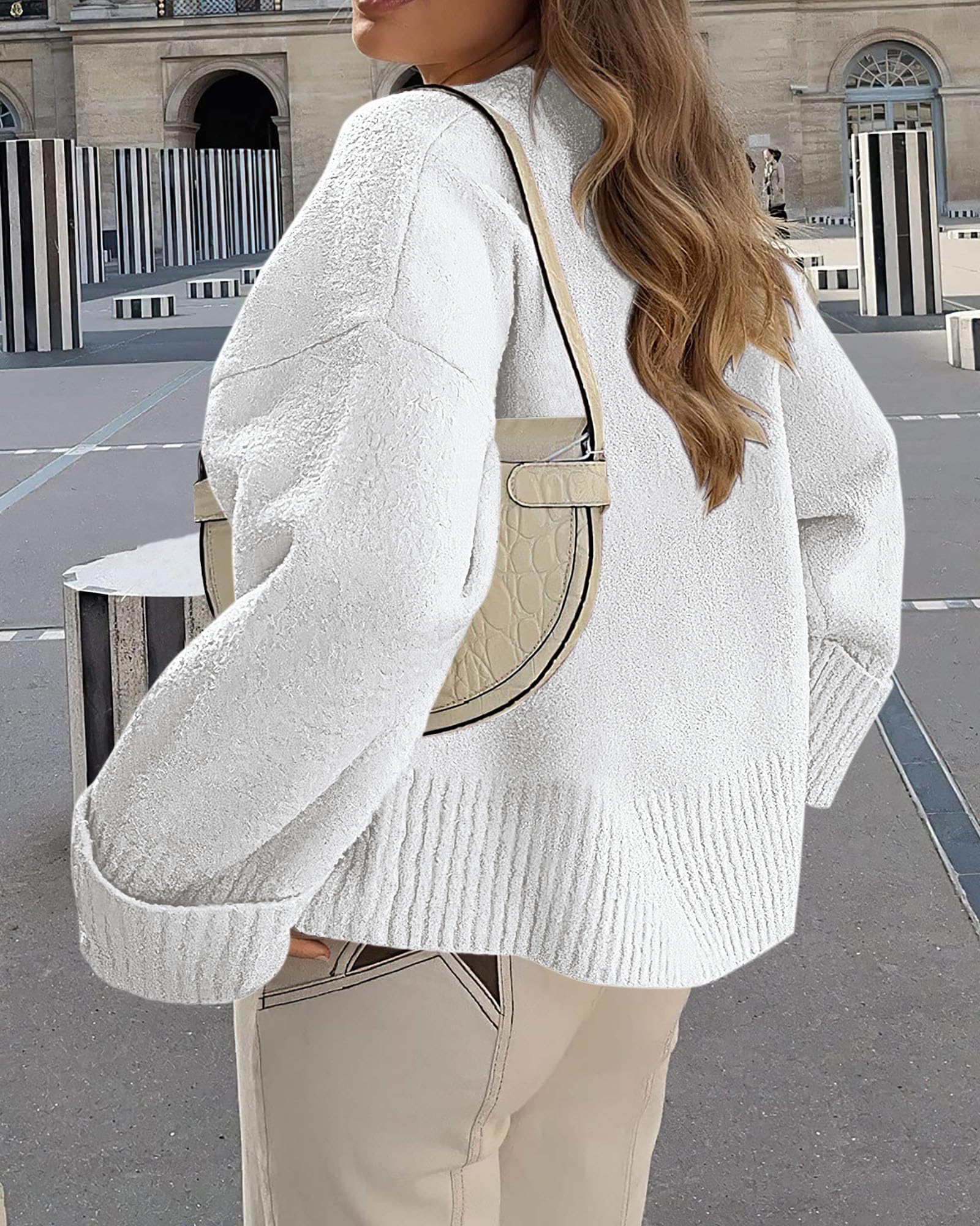 PRETTYGARDEN Women's Fall Oversized Sweaters Casual Crewneck Pullover Long Sleeve Fuzzy Chunky Knit Tops Blouse