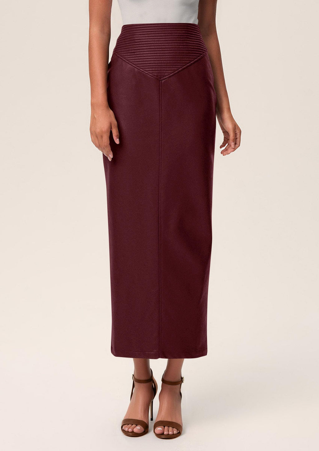 PRETTYGARDEN Long Skirts for Women Fall Fashion Clothing Faux Leather High Waist Dressy Casual Slit Pencil Maxi Skirt