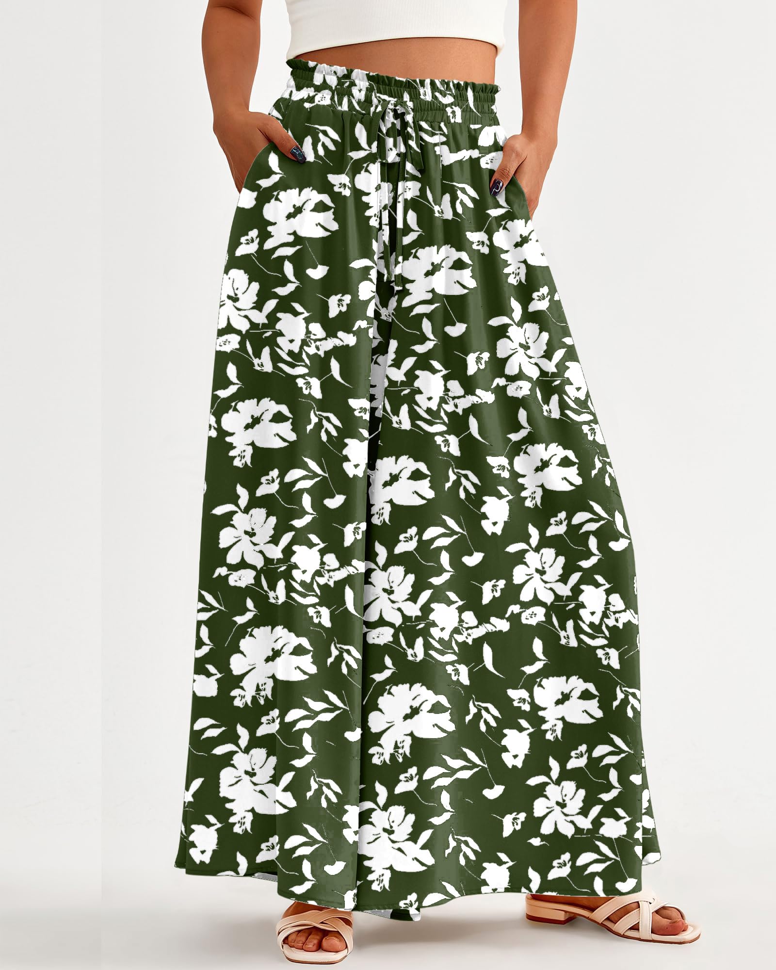 BTFBM Women Casual High Waist Wide Leg Pants Spring Summer Long Palazzo Pants Pocket Lounge Beach Vacation Clothes