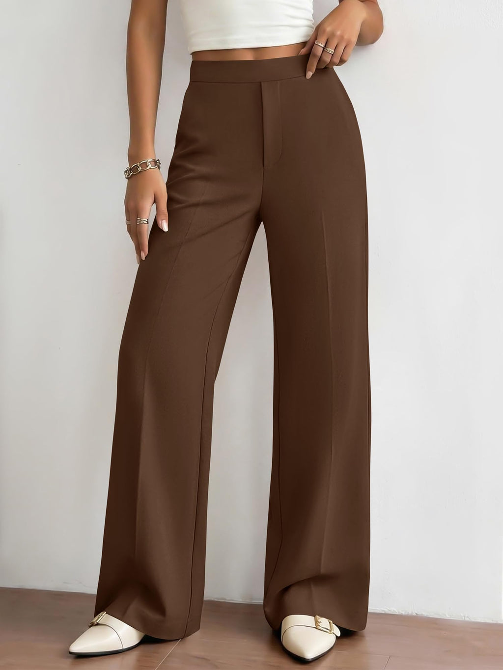 BTFBM Womens Dress Pants Wide Leg Trousers Pockets | High Waisted Long Business Casual Slacks Fall Fashion