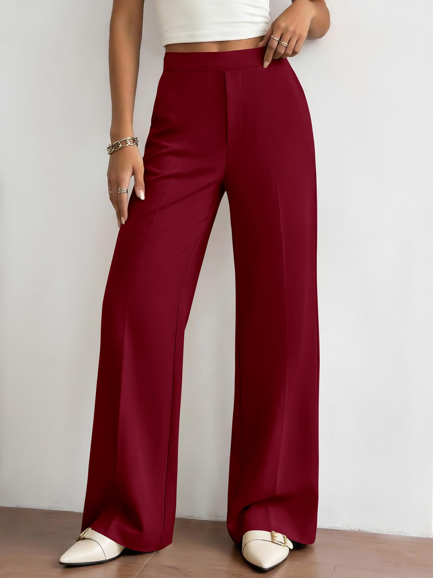 BTFBM Womens Dress Pants Wide Leg Trousers Pockets | High Waisted Long Business Casual Slacks Fall Fashion