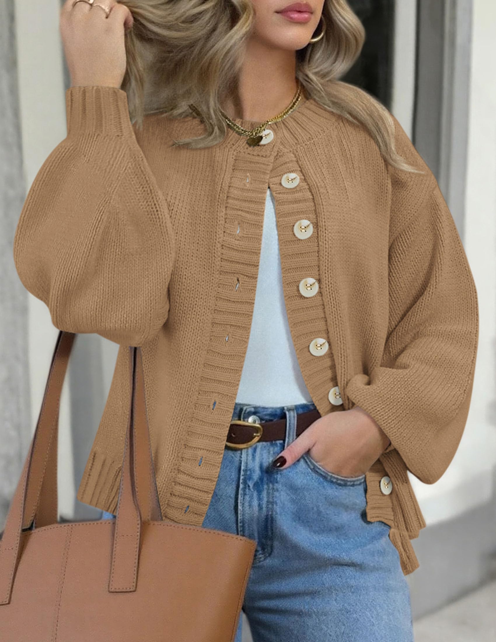 PRETTYGARDEN Women's Winter Cardigan Sweaters Trendy Chunky Knit Long Sleeve Button Up Casual Warm Fall Jackets Coats