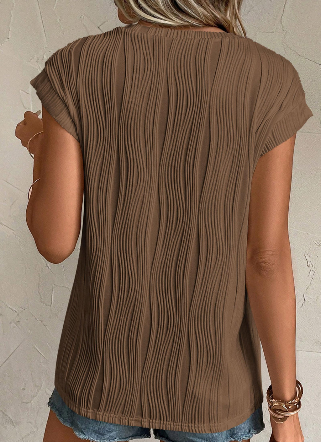 PRETTYGARDEN Blouses for Women Dressy Casual Spring Summer Business Office Tops Cap Sleeve Textured Cute Work Shirt