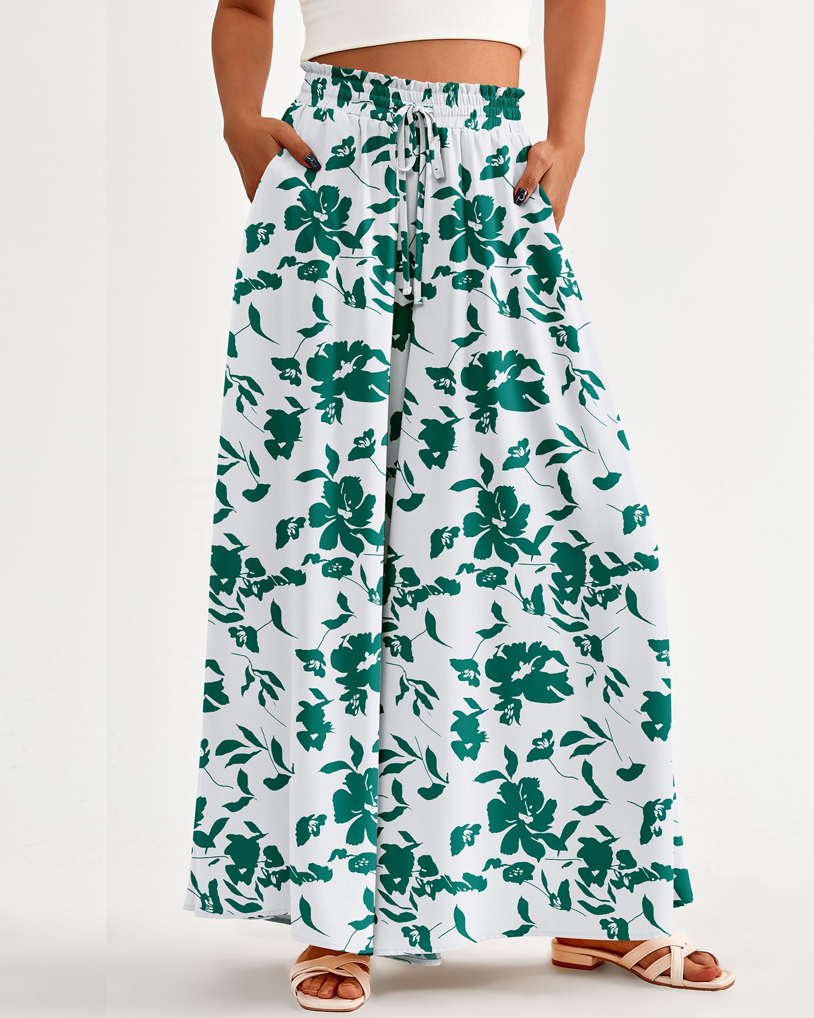 BTFBM Women Casual High Waist Wide Leg Pants Spring Summer Long Palazzo Pants Pocket Lounge Beach Vacation Clothes