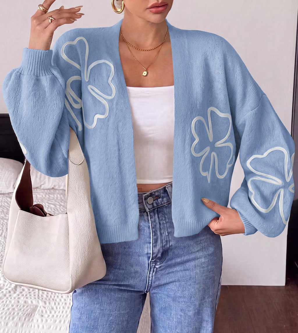 PRETTYGARDEN Women's Floral Oversized Cardigan Sweaters Trendy Fall Outfits Long Sleeve Sweater Jacket, Open Front Coat, Cozy Soft Chunky Knit, Casual Outerwear,Winter Fashion Clothing