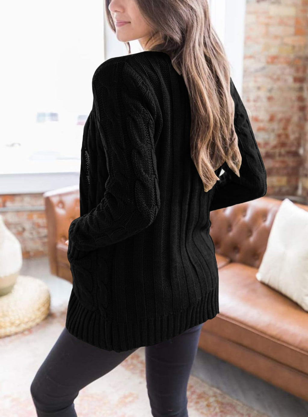 PRETTYGARDEN Women's Open Front Cardigan Sweaters Fall Fashion Button Down Cable Knit Chunky Winter Clothing Outerwear Coats