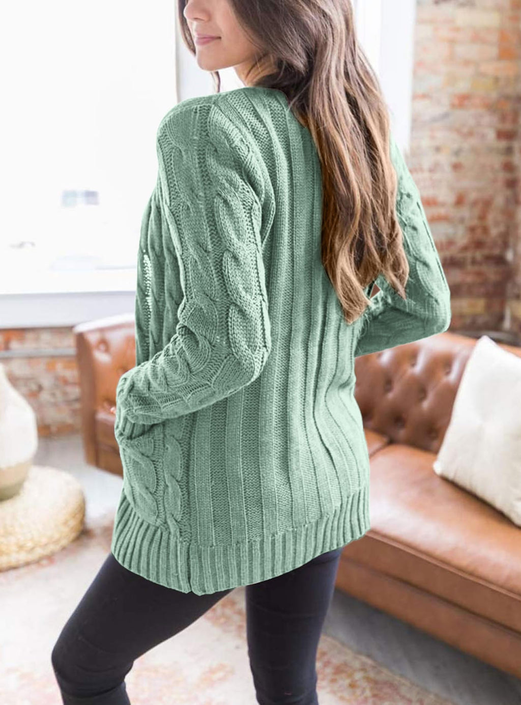 PRETTYGARDEN Women's Open Front Cardigan Sweaters Fall Fashion Button Down Cable Knit Chunky Winter Clothing Outerwear Coats