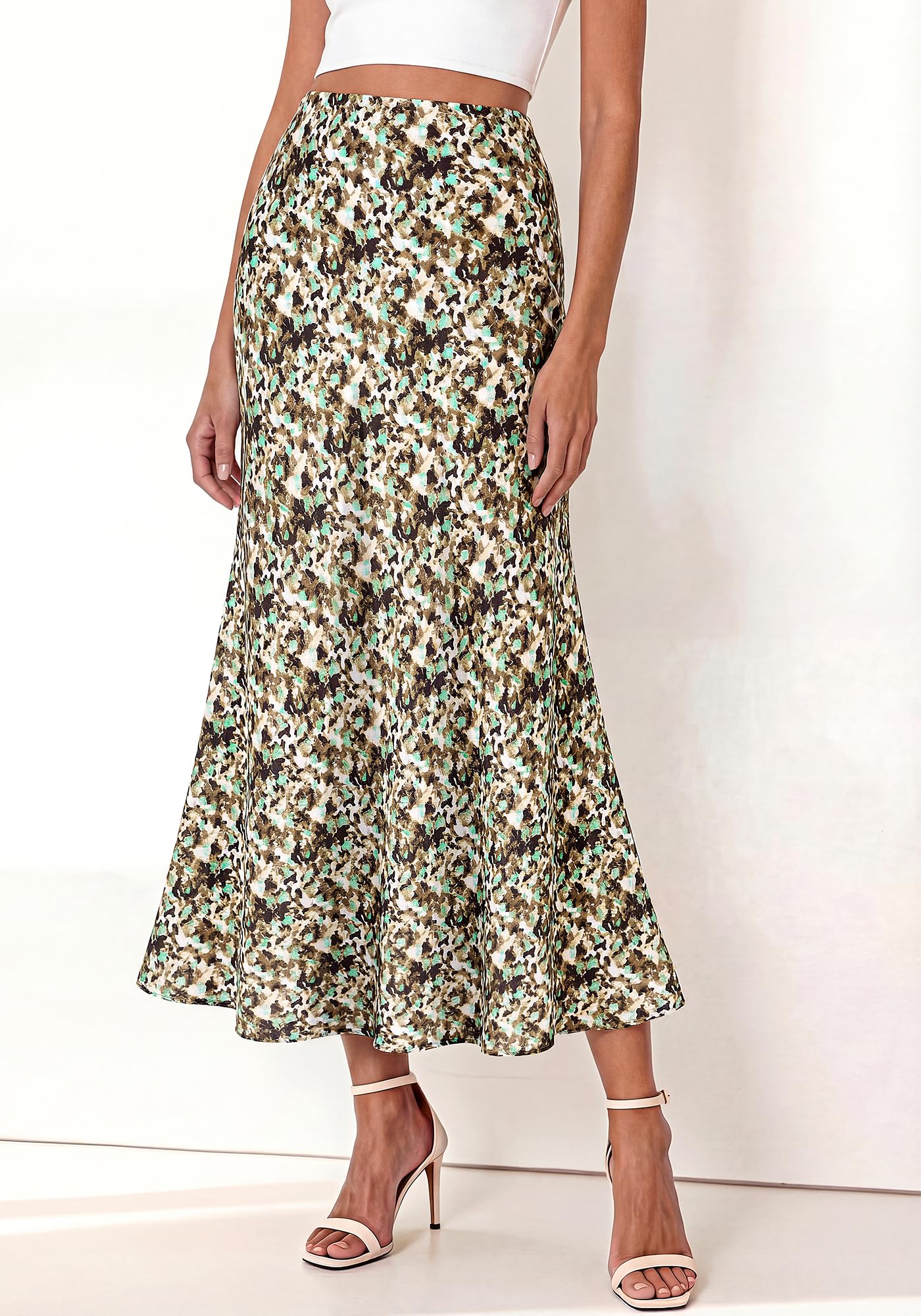 BTFBM Maxi Skirts for Women Summer Spring Boho Lightweight A Line High Waisted Wedding Guest Party Silk Midi Skirt