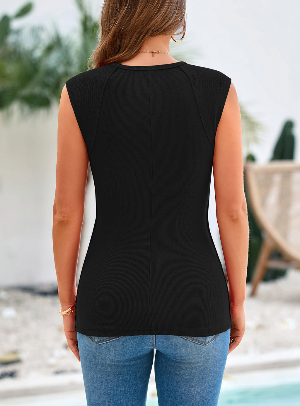 PRETTYGARDEN Women's Ribbed Tank Tops Summer Cap Sleeve Slim Fitted Knit Basic Casual Tee Shirts Trendy Fashion Clothes