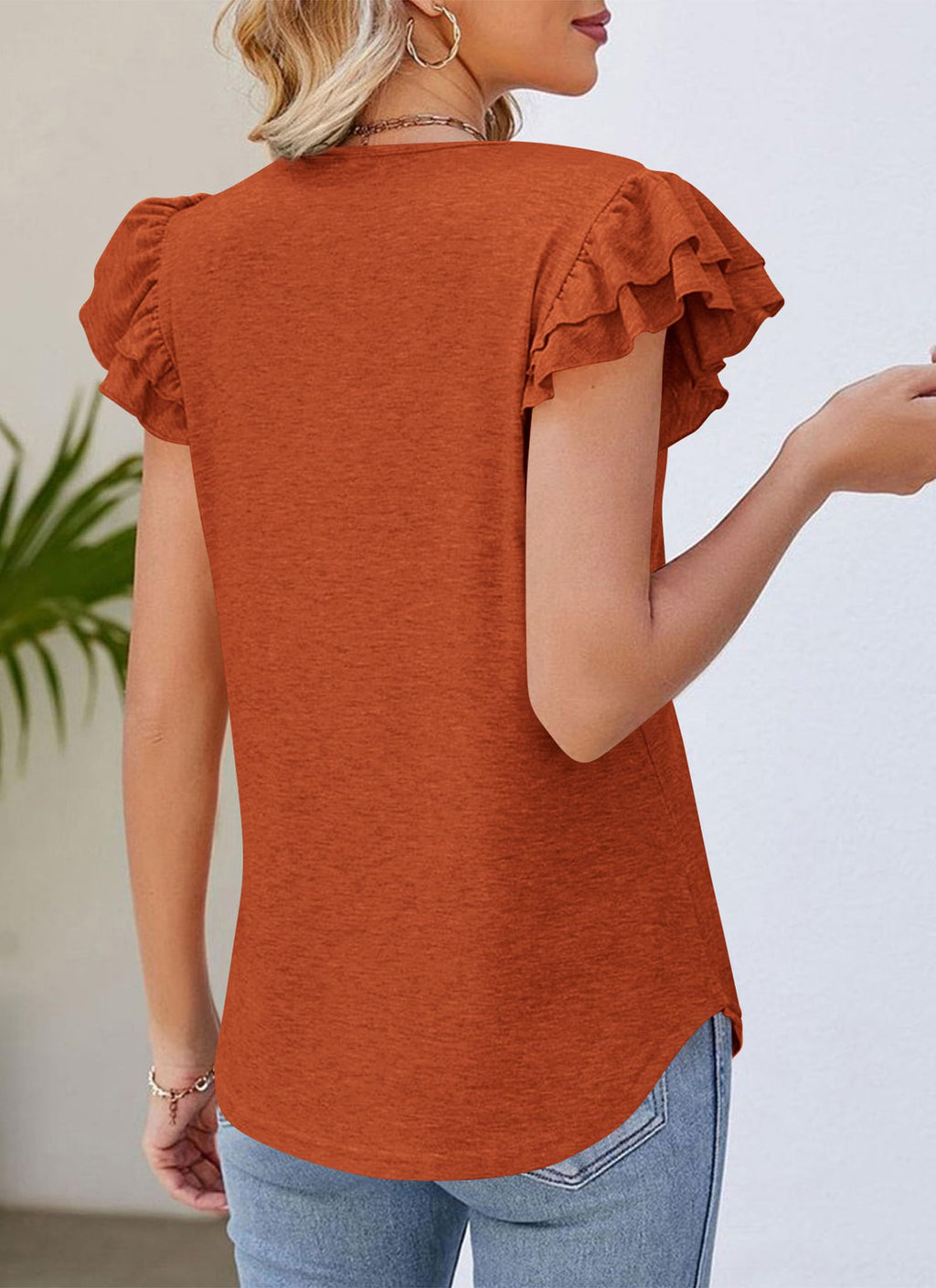 PRETTYGARDEN Summer Tops for Women Spring Trendy Fashion Clothes Casual Ruffle V Neck Short Sleeve Shirts Blouses