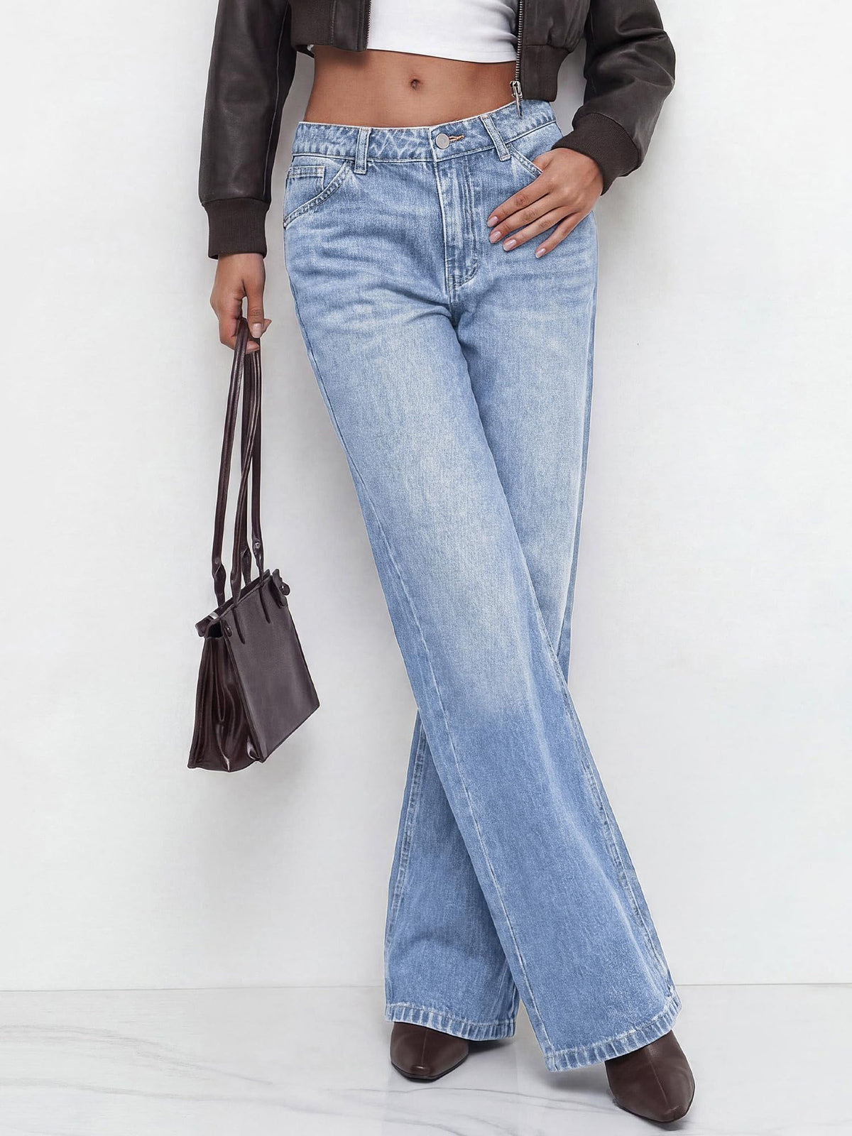 BTFBM Women Casual Straight Leg Jeans Trendy High Waisted, Pockets, Long Denim Pants, Slacks, Bottoms, Vacation Outfits, Travel Airport, Fashion Clothes, Fall Winter