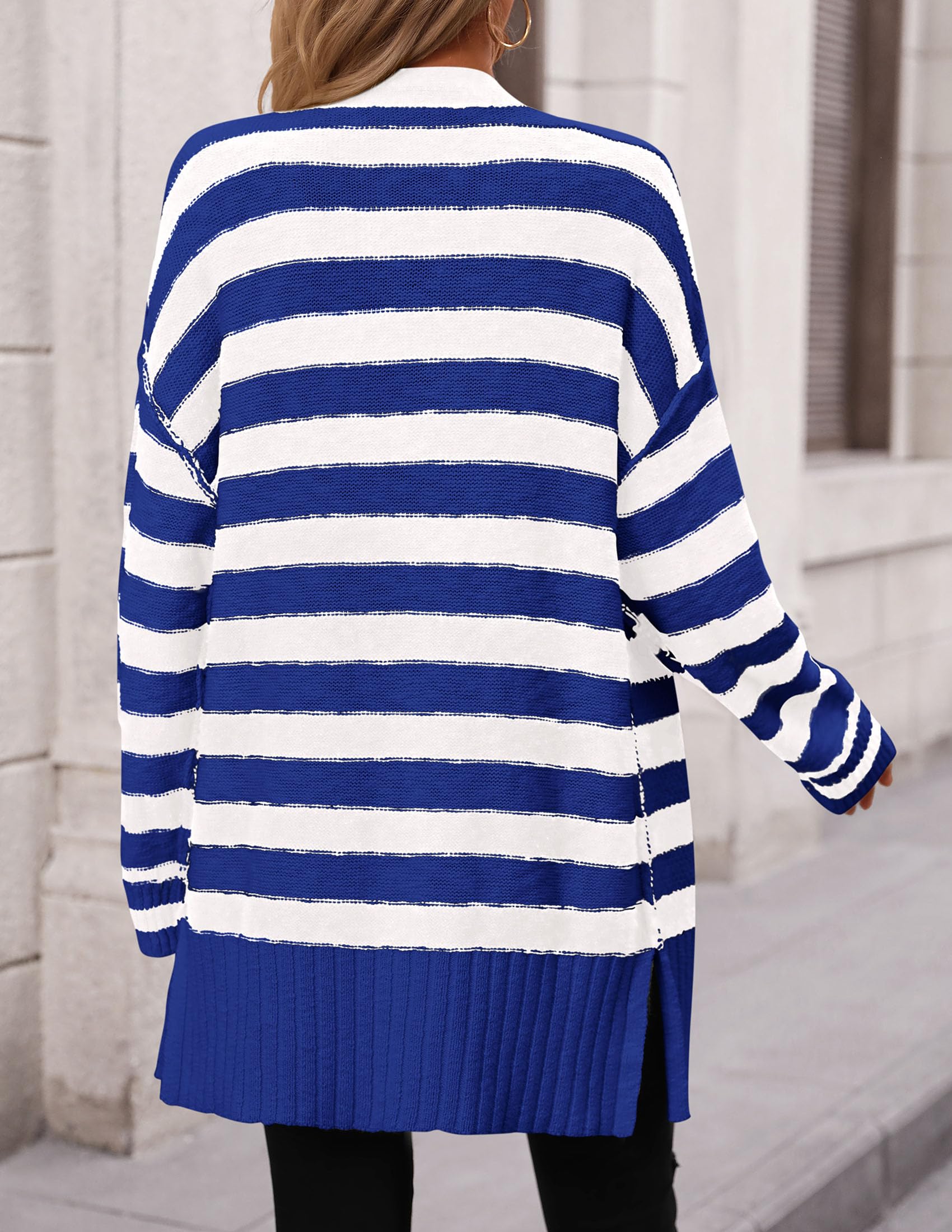 PRETTYGARDEN Women's Winter Striped Cardigan Sweaters Long Sleeve Button Down Open Front Chunky Knit Oversized Sweater Coat