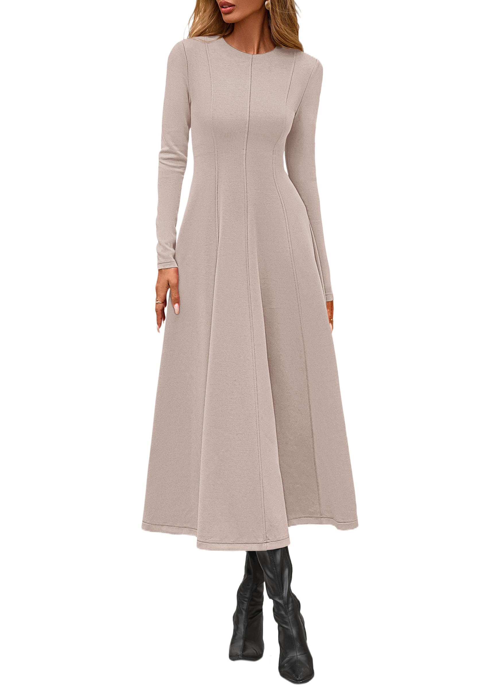 PRETTYGARDEN Cocktail Dresses for Women  Elegant Classy Fall Long Sleeve Midi A Line Flowy Modest Winter Party Dress