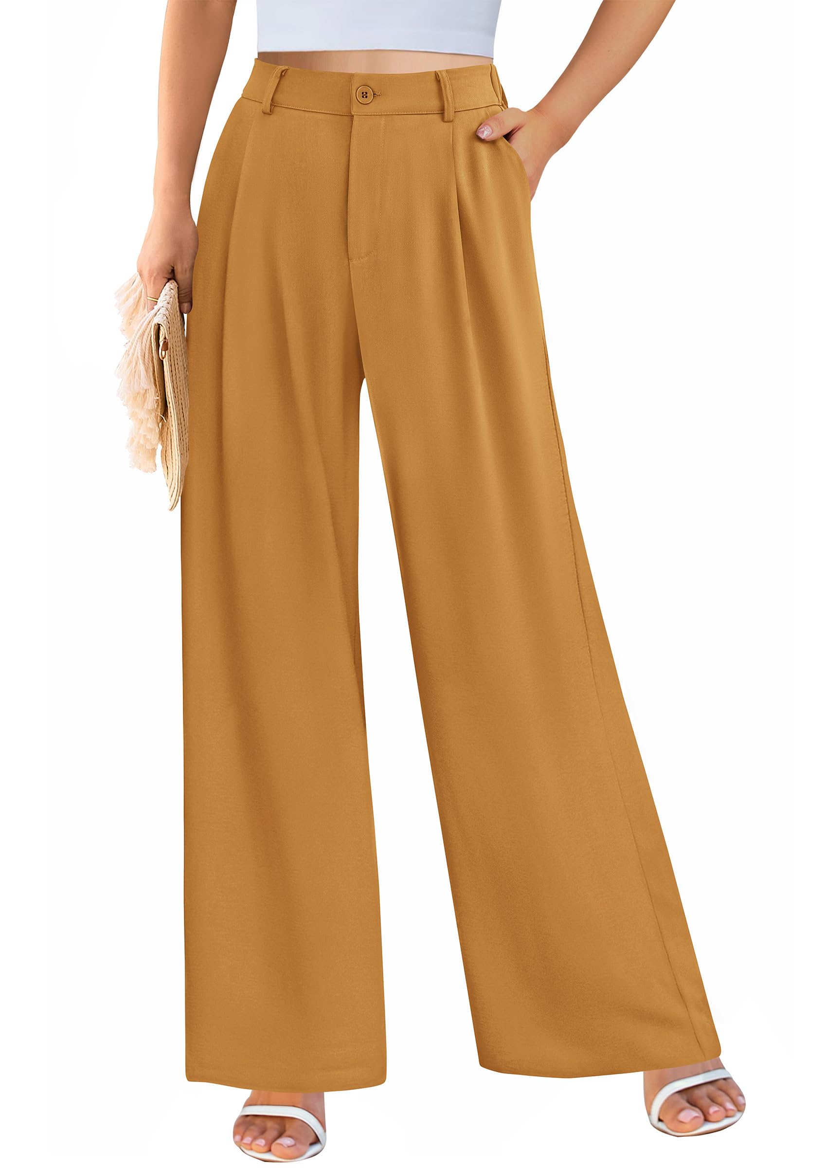 PRETTYGARDEN Wide Leg Pants for Women Trendy Fall High Waisted Business Casual Outfits Work Pant Trousers