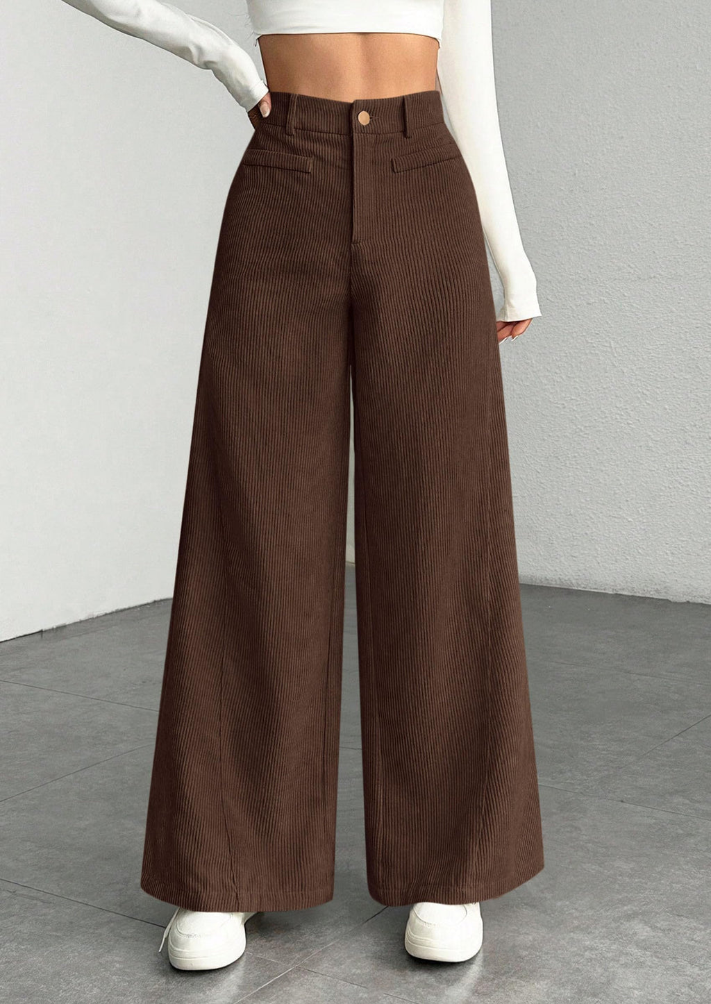 PRETTYGARDEN Women's High Waisted Corduroy Pants Casual