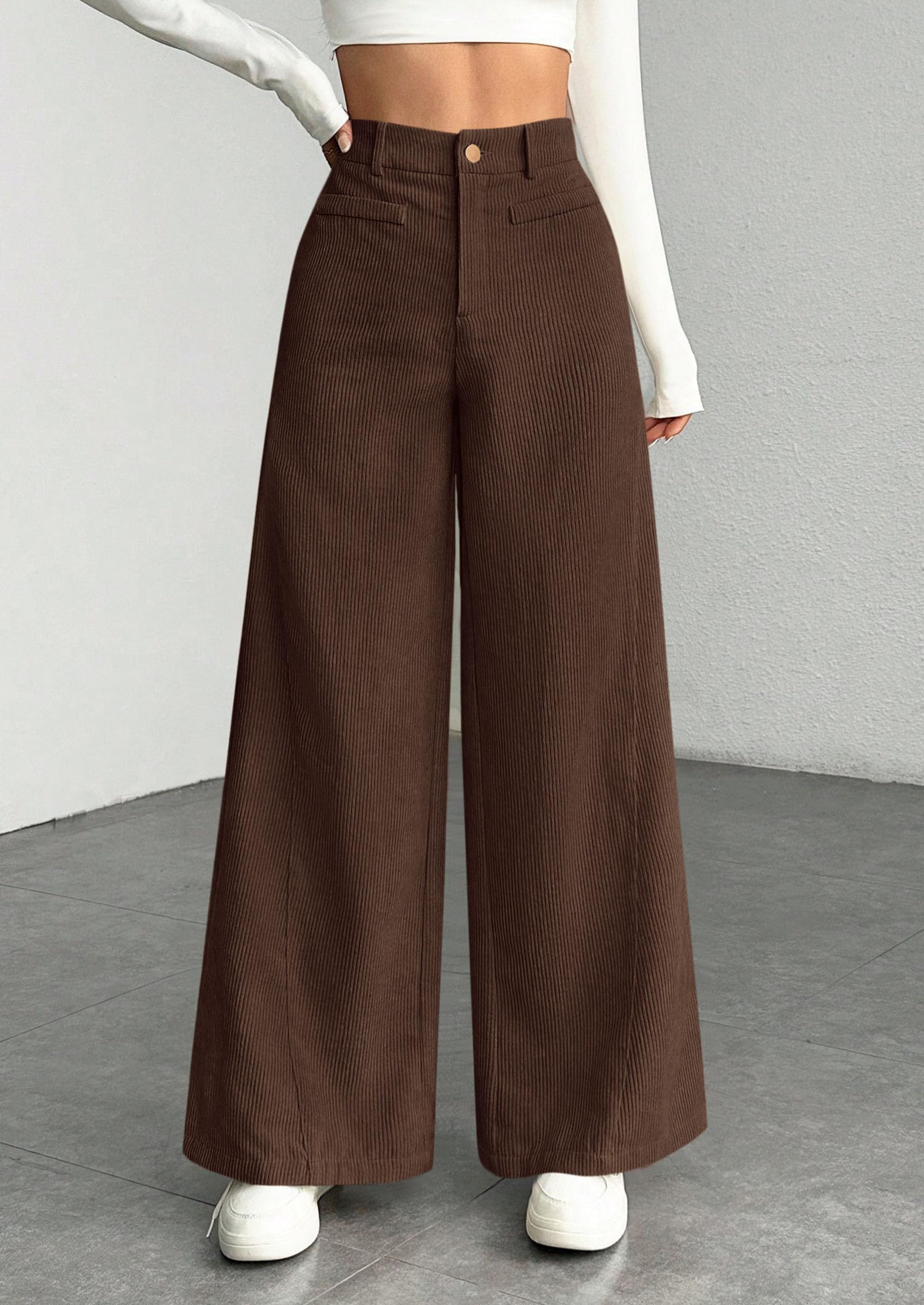 PRETTYGARDEN Women's High Waisted Corduroy Pants Casual