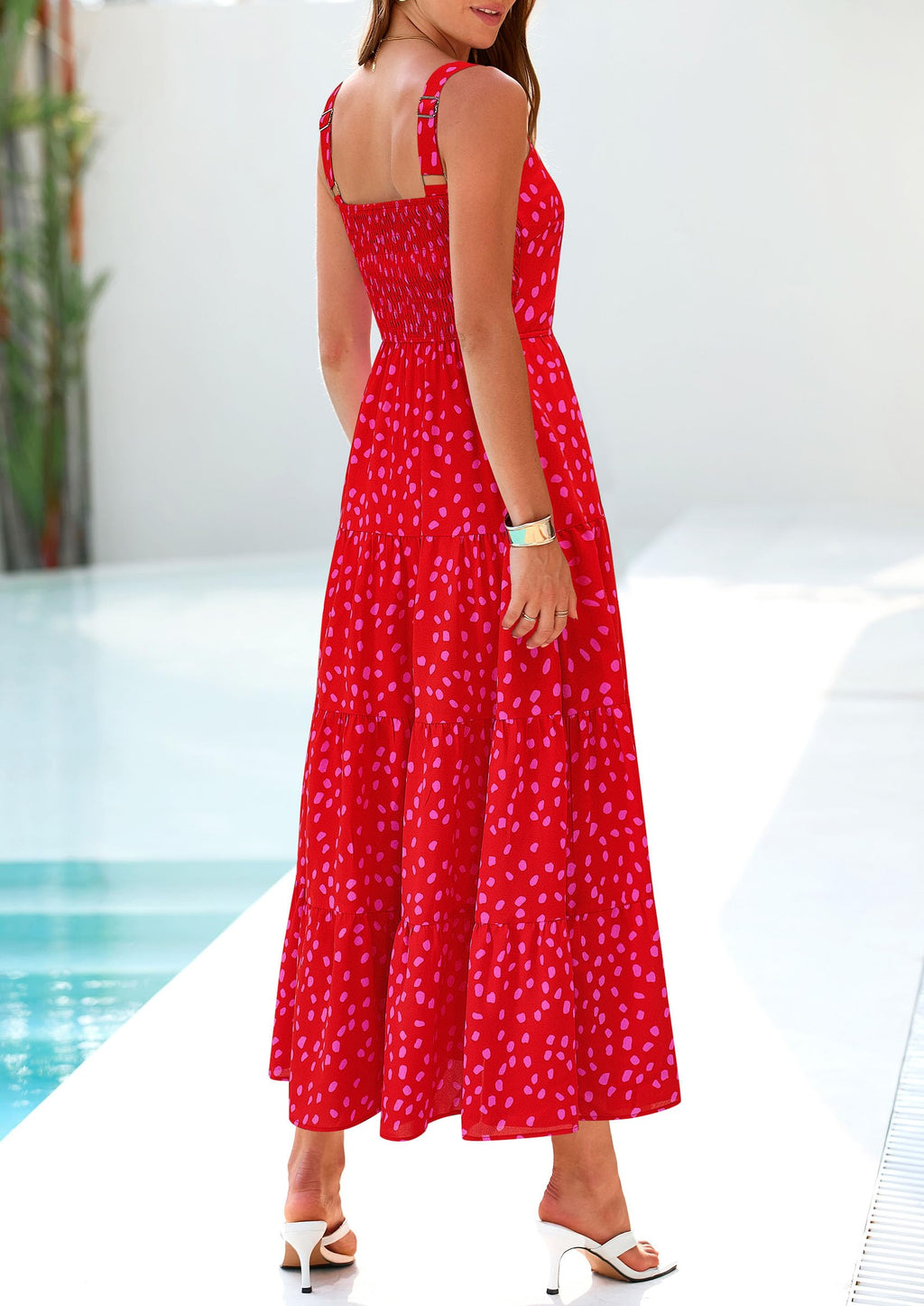 PRETTYGARDEN Women's Summer Floral Maxi Dress Sleeveless Smocked Ruffle Long Flowy Beach Vacation Boho Sundresses