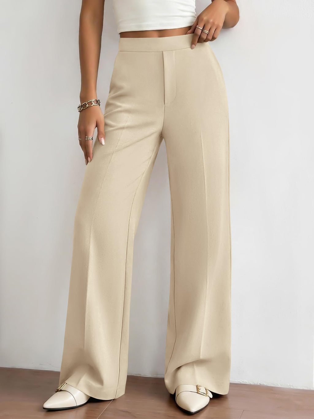 BTFBM Womens Dress Pants Wide Leg Trousers Pockets | High Waisted Long Business Casual Slacks Fall Fashion