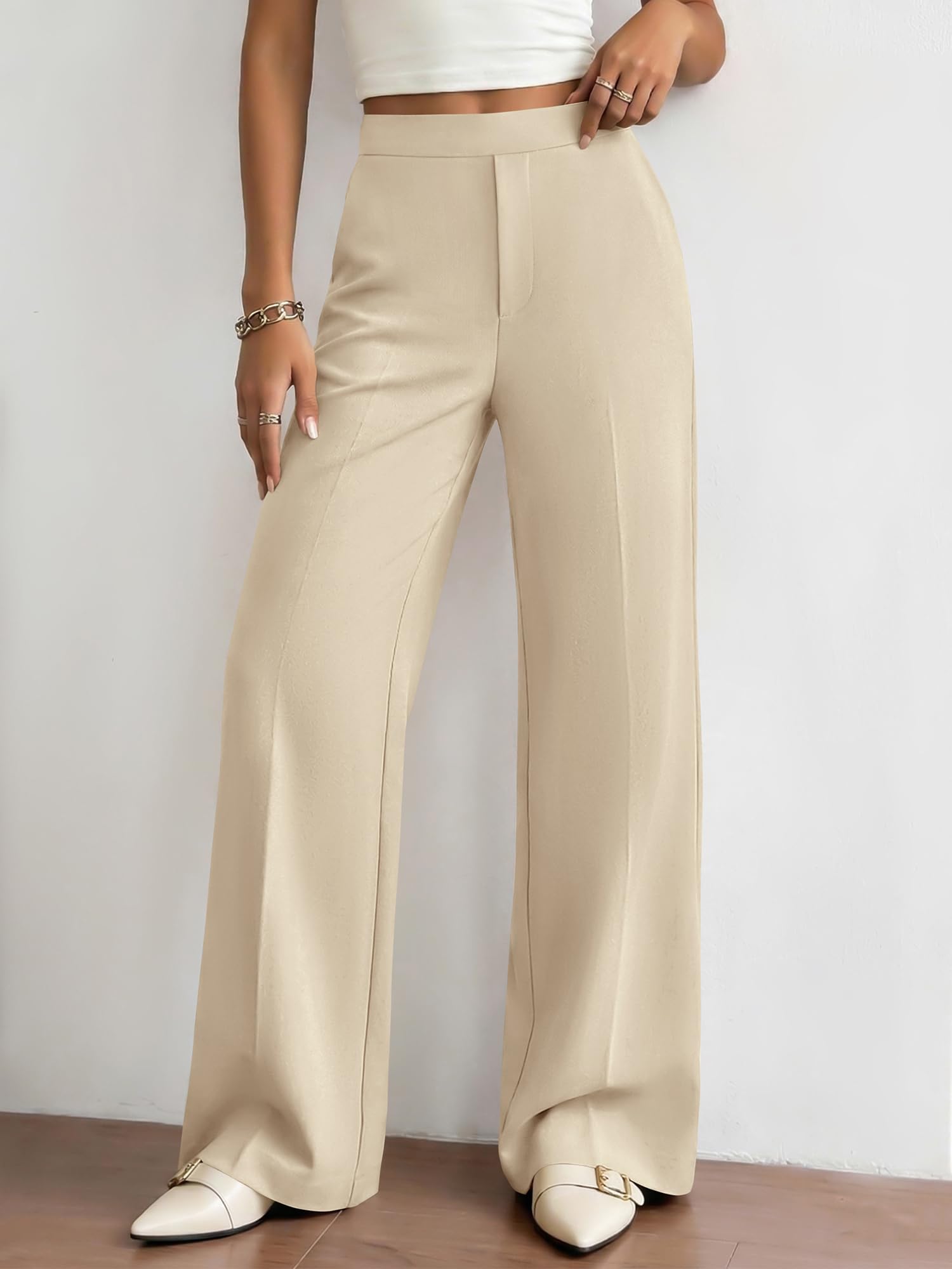 BTFBM Womens Dress Pants Wide Leg Trousers Pockets | High Waisted Long Business Casual Slacks Fall Fashion