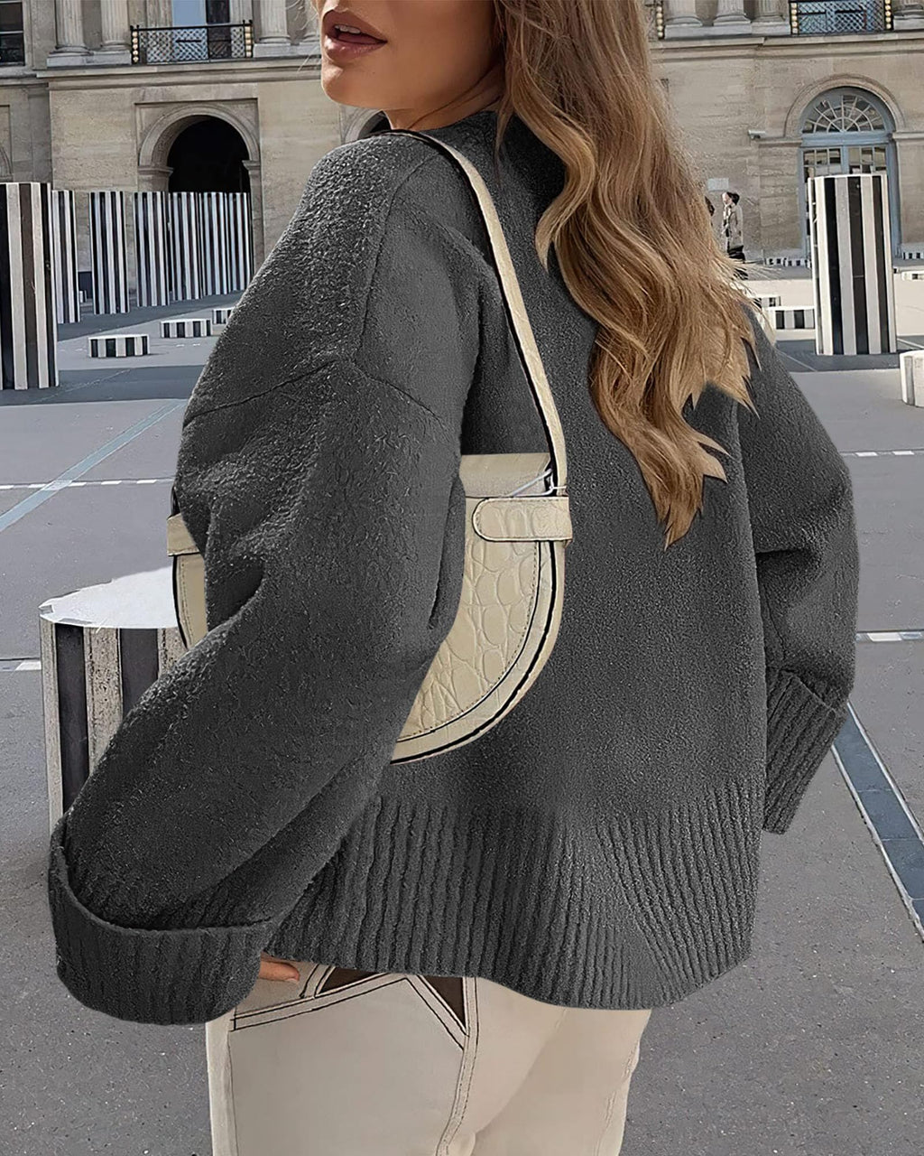 PRETTYGARDEN Women's Fall Oversized Sweaters Casual Crewneck Pullover Long Sleeve Fuzzy Chunky Knit Tops Blouse