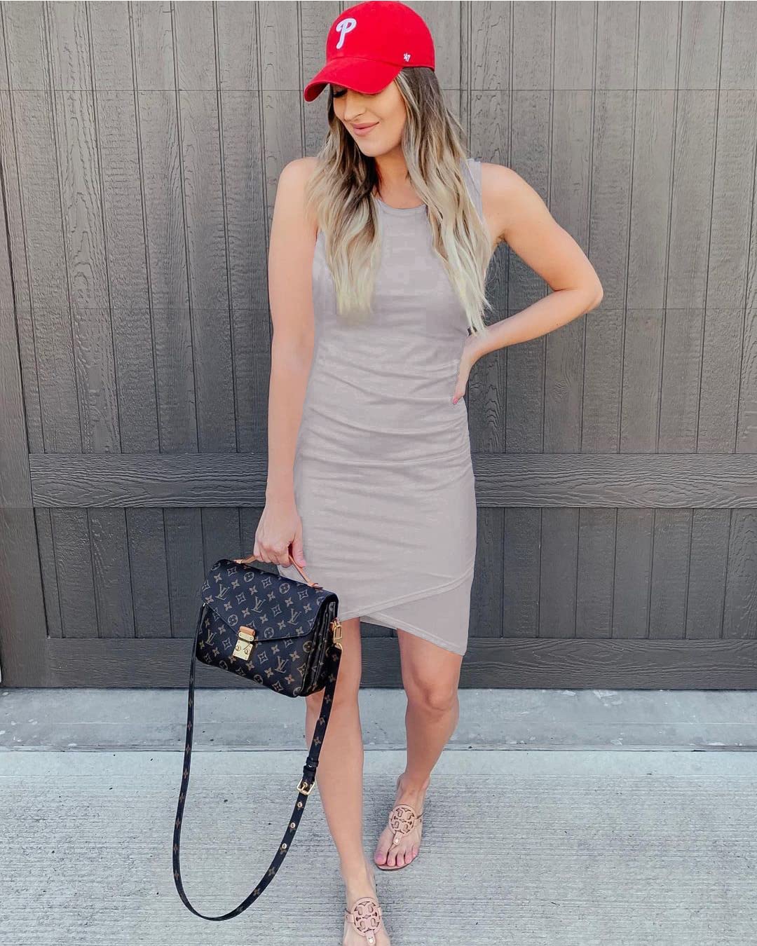 FreshPretty Women Summer Dresses Sleeveless Tank Ruched Bodycon Sundresses for Women Party Beach Mini Casual Spring Dress