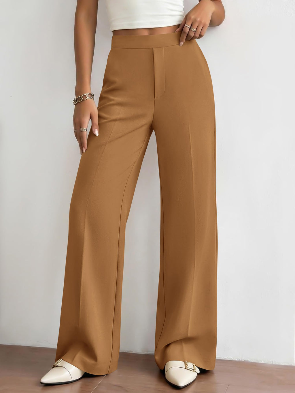 BTFBM Womens Dress Pants Wide Leg Trousers Pockets | High Waisted Long Business Casual Slacks Fall Fashion