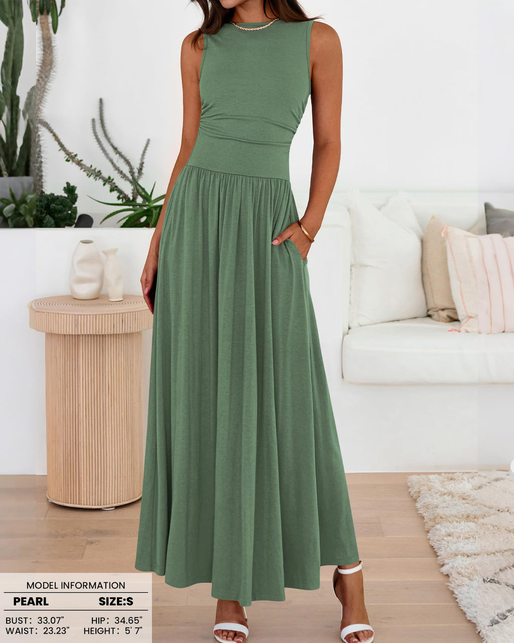 BTFBM Summer Maxi Dresses for Women Spring Sleeveless Casual Ruched High Waisted Long Sundress Flowy Beach Dress