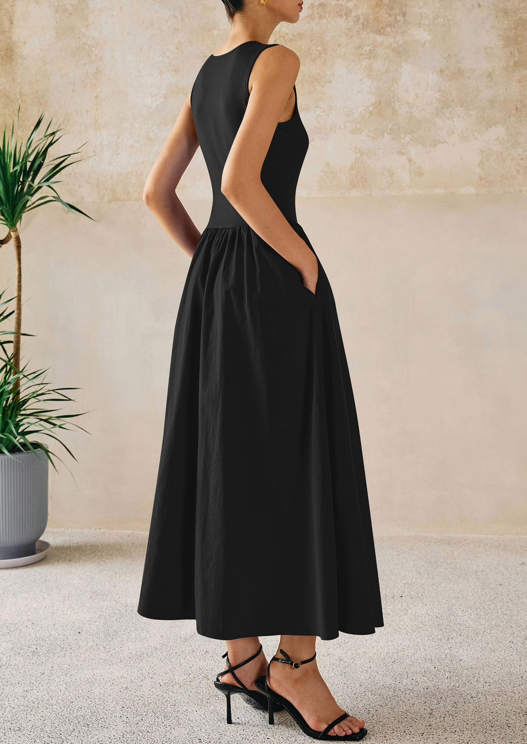 PRETTYGARDEN Maxi Dresses for Women Summer Casual Sleeveless Patchwork Flowy Vacation Sundress Knit Long Work Tank Dress