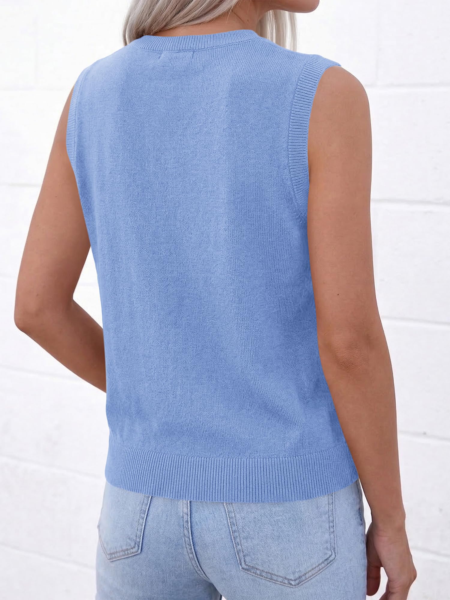 BTFBM Sweater Vest Women Casual Crewneck Loose Button Down Knit Sleeveless Cardigan Spring Clothes Summer Vest Tops