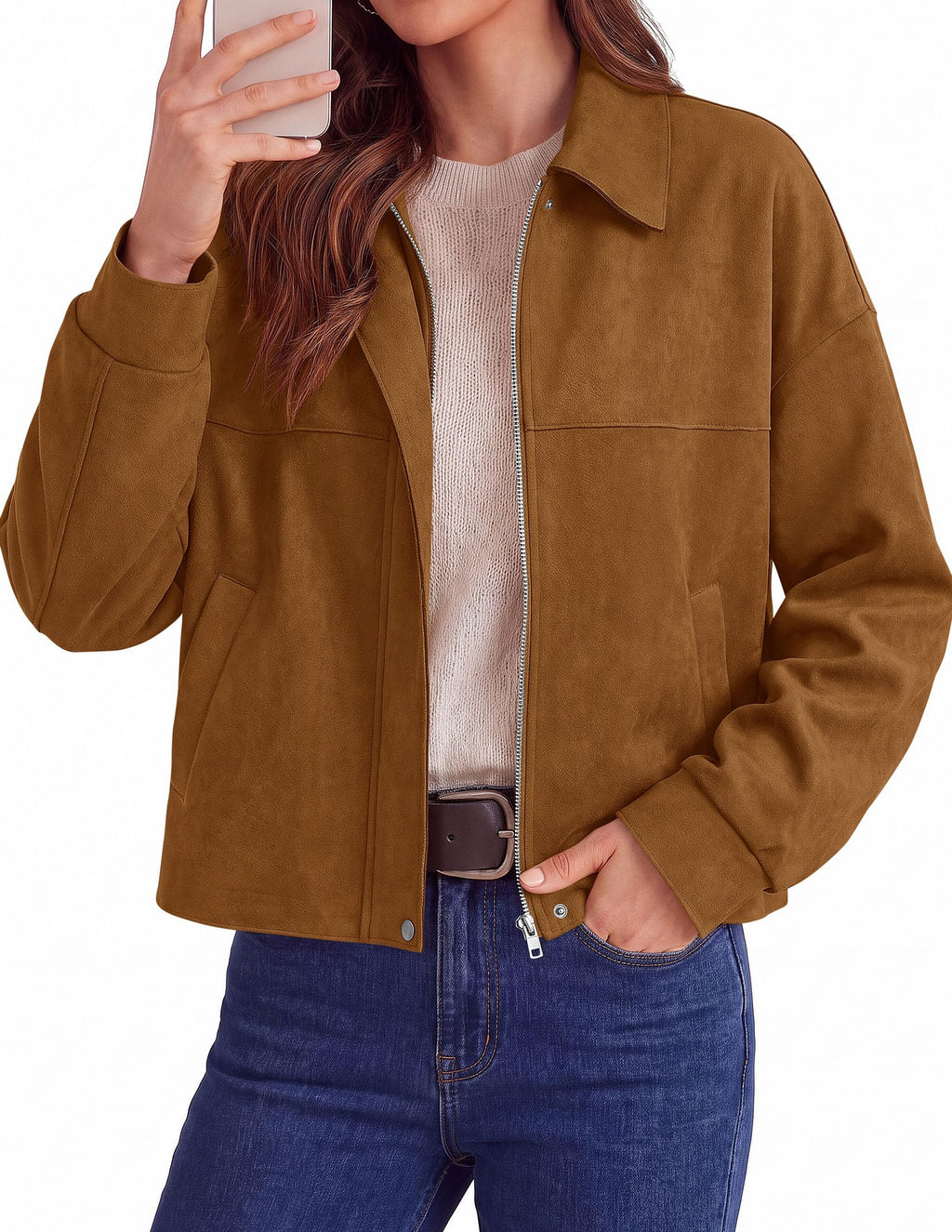 PRETTYGARDEN Women's Faux Suede Cropped Fall Jackets
