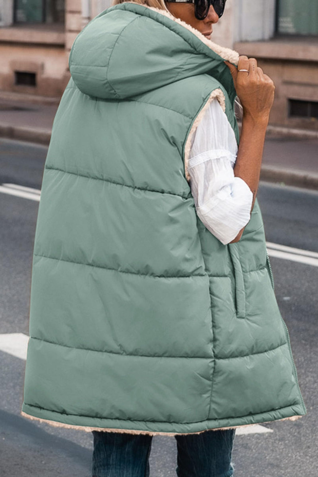 PRETTYGARDEN Womens Fall Reversible Long Vests Sleeveless Fleece Jacket Zip Up Hoodie Pockets Warm Coat Winter Clothing