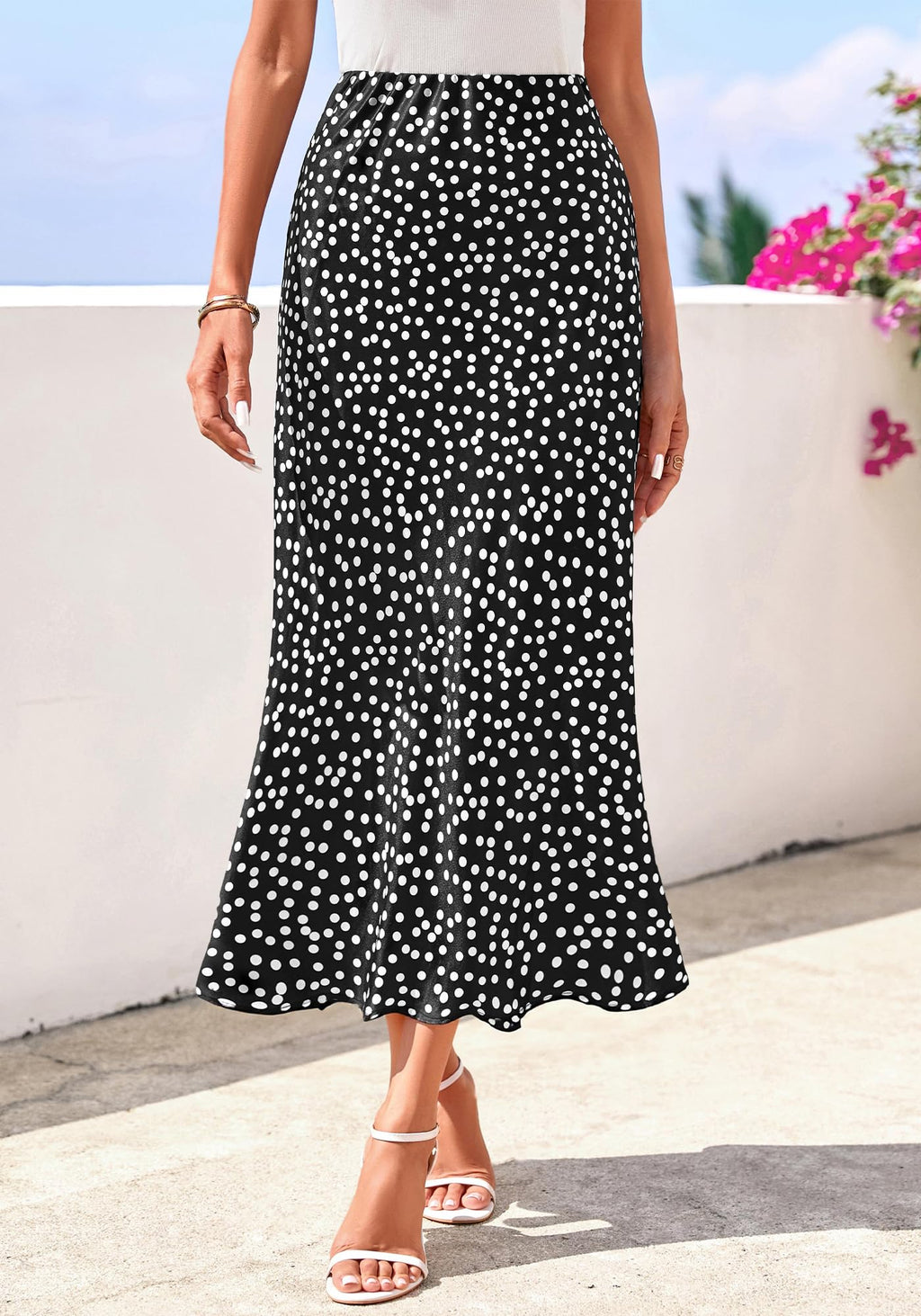 FreshPretty Satin Skirts for Women Trendy Spring Summer High Waisted Leopard Print Cocktail Wedding Long Silk Midi Skirt