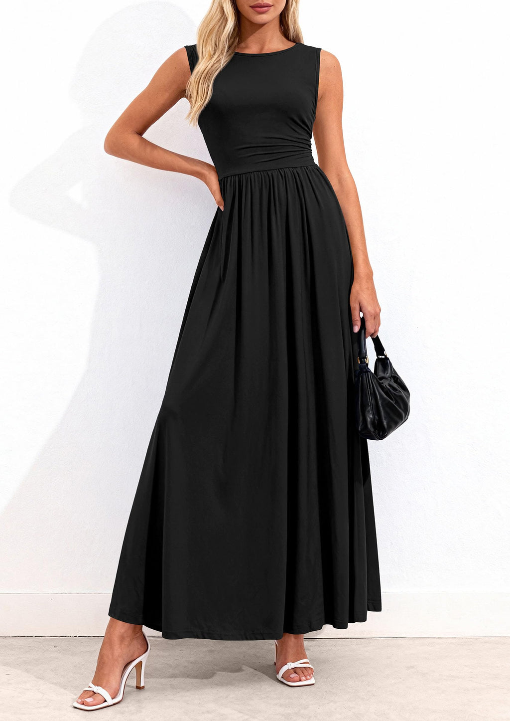 PRETTYGARDEN Summer Maxi Dresses for Women Sleeveless A Line Flowy Long Casual Sundress Wedding Guest Fashion Clothing