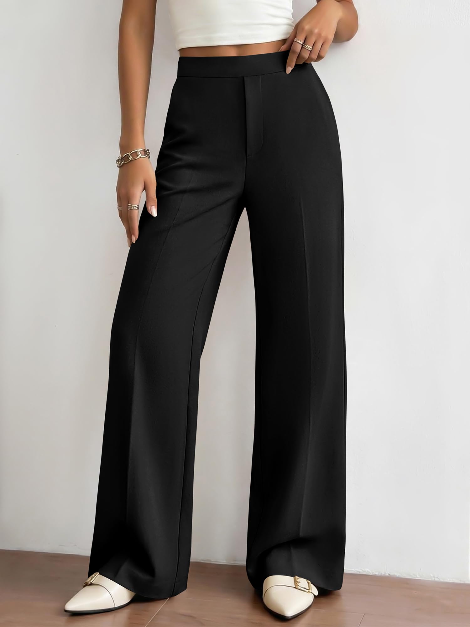 BTFBM Womens Dress Pants Wide Leg Trousers Pockets | High Waisted Long Business Casual Slacks Fall Fashion