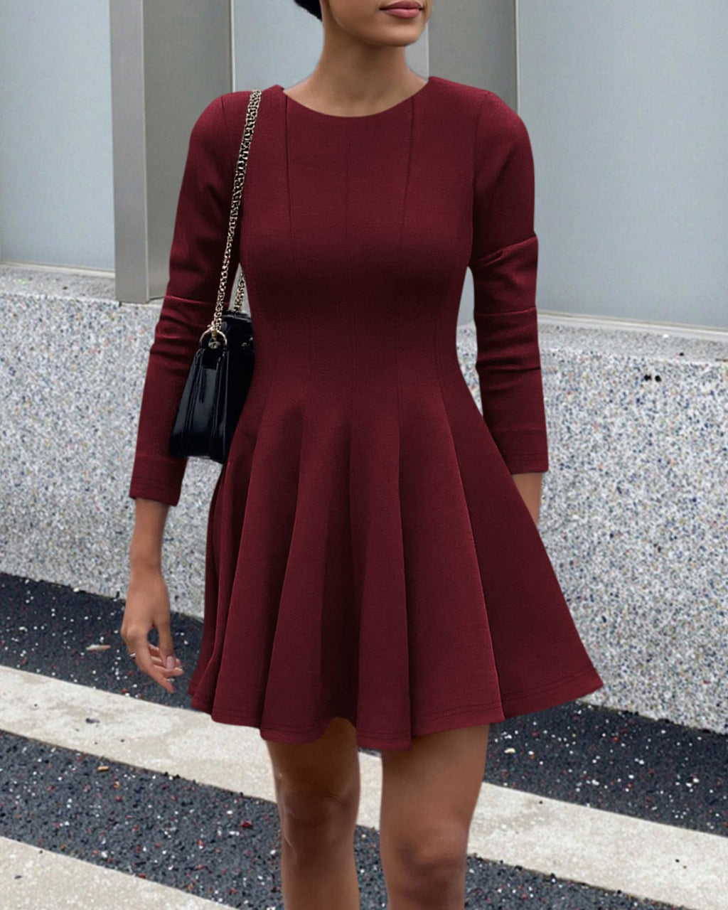 BTFBM Spring Dresses for Women Long Sleeve High Waist Pleated Flowy A Line Party Wedding Guest Dress Business Casual