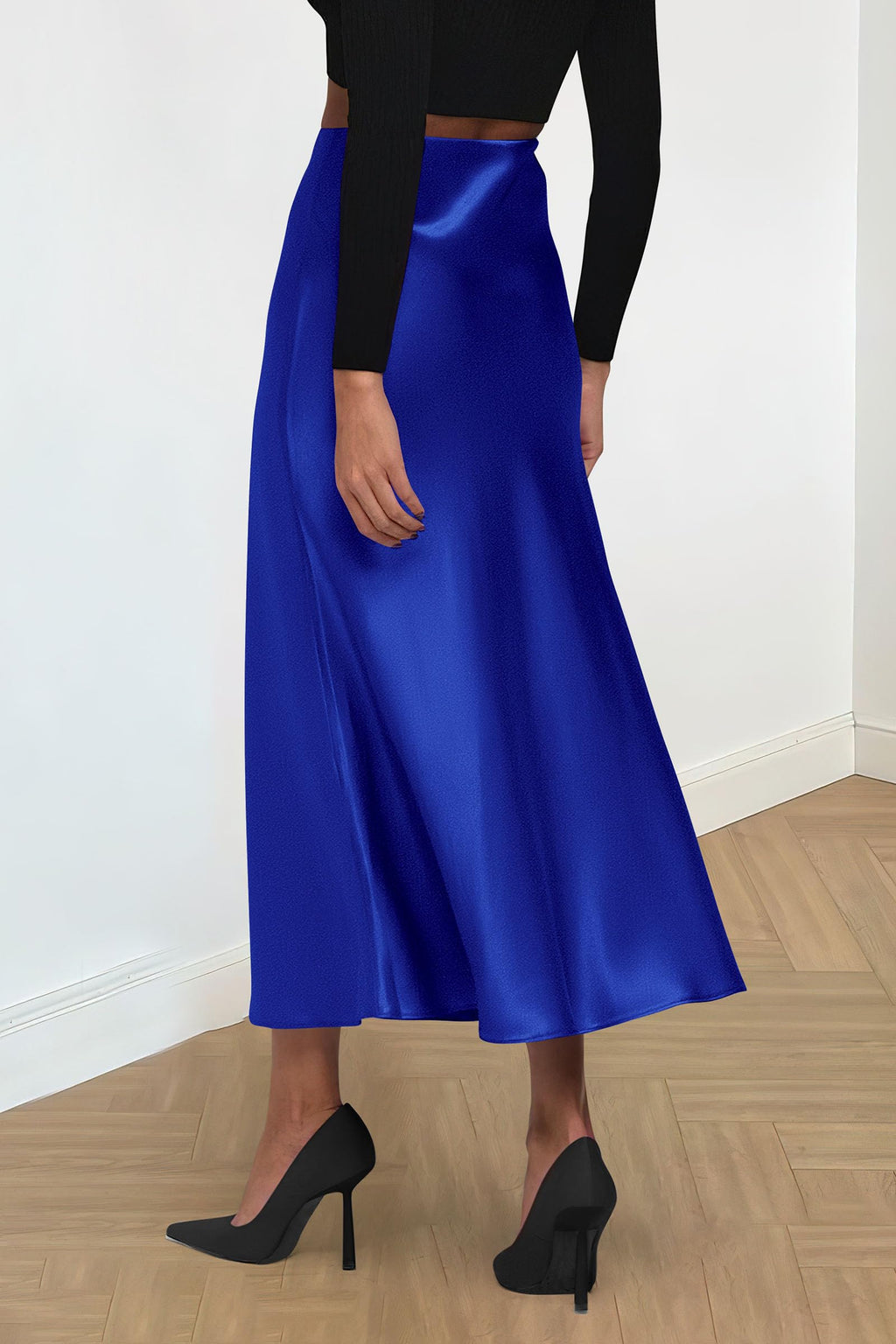 PRETTYGARDEN Women's Satin Skirts Dressy Casual Fall High Waisted Cocktail Wedding Flowy Elegant A Line Midi Skirt