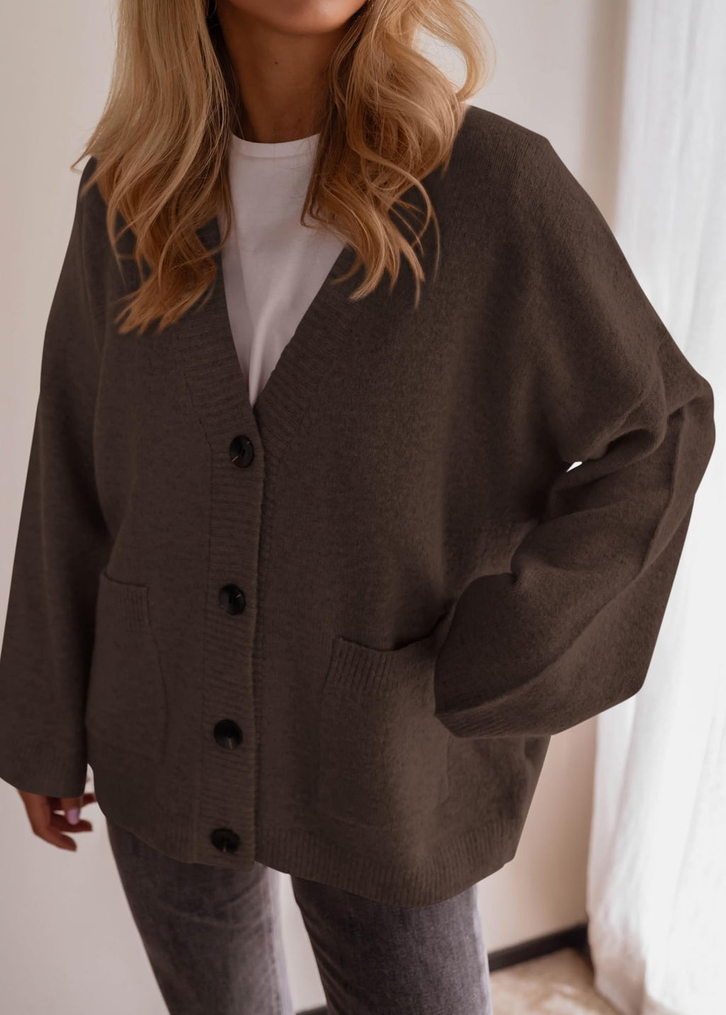BTFBM Oversized Cardigan Sweaters for Women Trendy Fall Fashion Button Down Long Sleeve Chunky Knit Cardigans