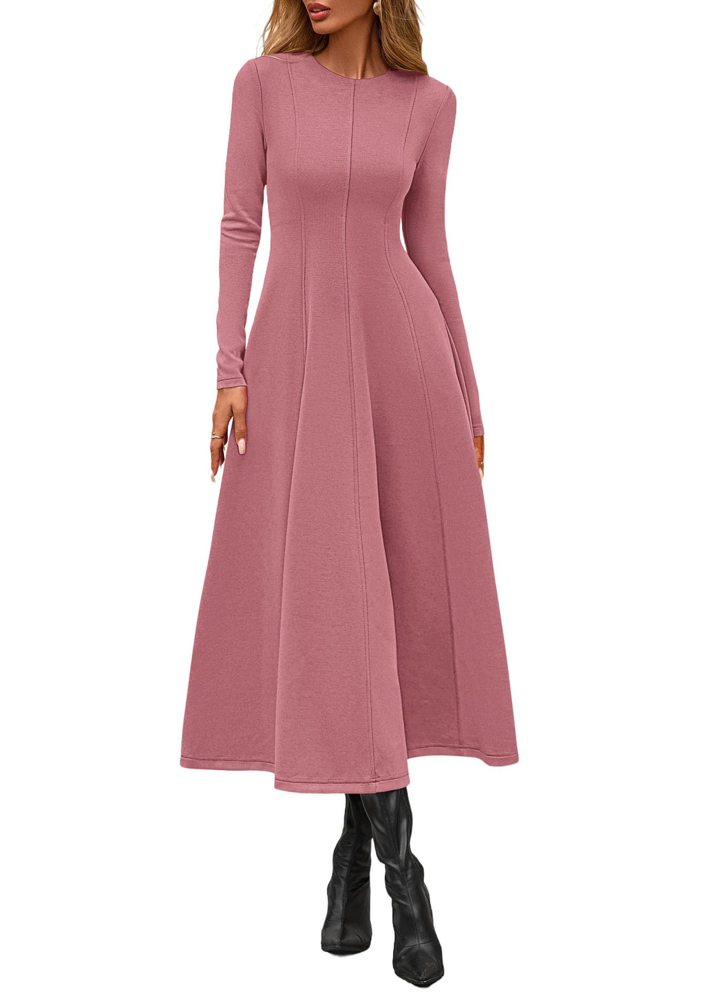 PRETTYGARDEN Cocktail Dresses for Women  Elegant Classy Fall Long Sleeve Midi A Line Flowy Modest Winter Party Dress